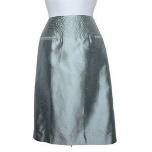 New Eccoci Carlisle Silk Pencil Skirt 6 Powdered Blue Knee Length Lined Academia